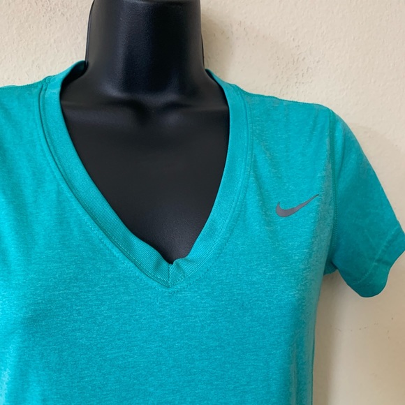 Nike Mint Green Dri Fit V Neck Workout T Shirt Top - Picture 3 of 7